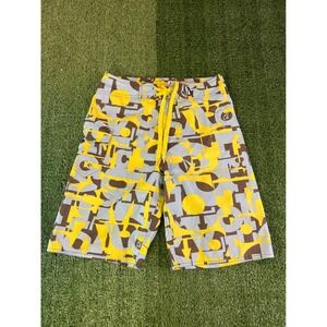 Volcom Board Shorts Mens 30 Yellow Grey Geometric Abstract Print‎ Swim Trunks